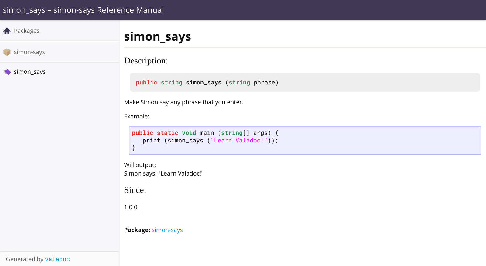 Simon Says Function Documentation