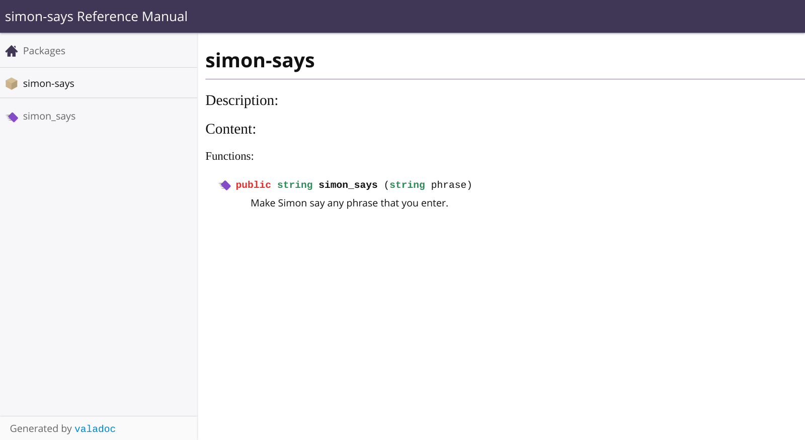 Simon Says Package Documentation